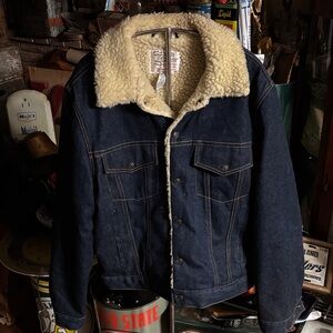 Silver spur Navy Denim Jacket with Shearling Collar